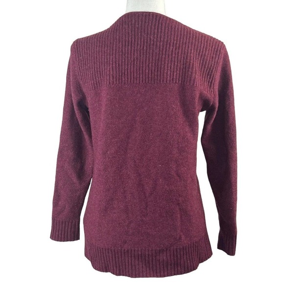 Madewell Maroon Waffle Knit Merino Wool Cardigan Sweater Size S - Picture 9 of 12